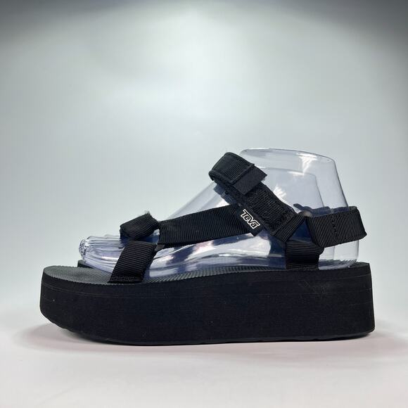 Teva Flatform Universal Black Adjustable Hook & Loop Sandals 1008844 Womens Sz 7 - Picture 4 of 9